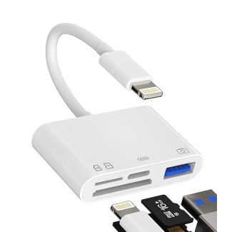 zoyuzan Camera Memory SD Card Reader Compatible for iPhone,Compatible with Lightning Male to USB Female OTG Adapter Micro TF Power Charging Splitter Charger Connector for ipad 12 11 xs xr x Camera