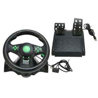 070 PC Steering Wheel, 180 Degree Car Racing Driving Wheel, Strong Suction Game Racing Wheel with Spring Loaded Pedal, for Racing Game, 360, PS3, PS2, PC