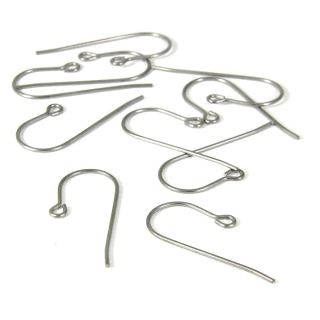 10 Silver Nickel Free Hypo-allergenic Titanium French Hook Earring Findings with Open Loop Ring