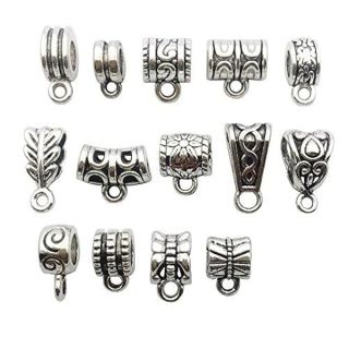 100g (About 125pcs) Mixed Tibetan Tube, Spacer Bail Bead Hanger Fit Charm European Bracelet Pendant (Antique Silver), 125