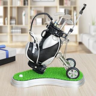 10L0L Golf Gifts, Golf Bag Pen Holder Golf Club Pens Gift Set Golf Race Souvenirs Unique Gifts for Men Dad Boss Golfer Fans Coworker - Silver + Black