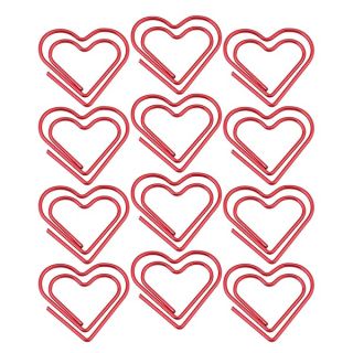 12Pcs Paper Clips Heart Shape PaperClips Metal Document Clips for School Office Bookmark Marking Organizing Clip Stationery Supplies(Red)