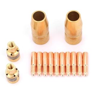 14pcs Welding Torch Accessory Welding Set Nozzle Tip Mig Parts Fit Miller (2pcs 169715+2pcs 196716+10pcs 000067)