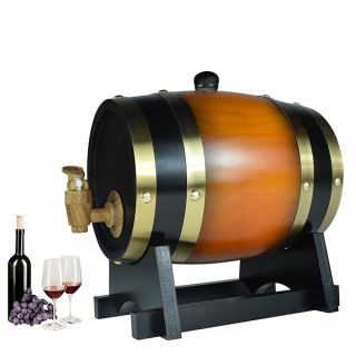 1.5L Whiskey Barrel Dispenser Oak Aging Barrels Home Whiskey Barrel Decanter for Wine, Spirits, Beer, and Liquor (Brown)