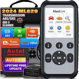 2024 New Autel ML629 OBD2 Scanner, ABS SRS Engine Transmission Diagnostics Tool Mechanic Full OBDII Code Reader w/DTC Lookup AutoVIN, Live Data, Upgraded Ver. of AL619 AL629 for Professionals DIYers