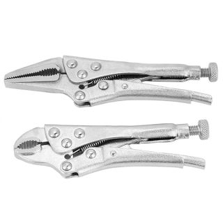 2pcs Locking Pliers Set, 4.3in Ground Mouth 4.9in Straight Jaw Lock Clamp Locking Pliers Tool