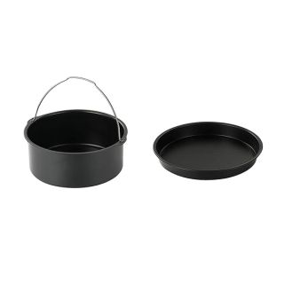 2pcs/set Universal Air Fryer Accessories Steel Pizza Pan Baking Cake Barrel Nonstick Deep Fryer Accessories Set Fit all 3.2QT-5.8QT