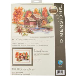 Dimensions 'Glory of Autumn' Seasonal Counted Cross Stitch Kit, Ivory Aida, 14" x 11", 14 Count