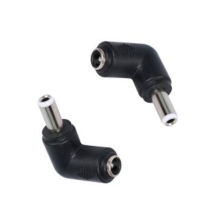 QIANRENON 90 Degree Angle DC5.5 x 2.5mm to 5.5x2.1mm Adapter Male to Female Coupler Converter 2Pcs