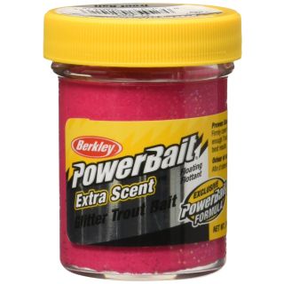 Berkley PowerBait Glitter Trout Bait , Fluorescent Red, 1.75 Ounce Jar