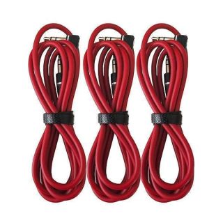 3.5mm AUX Cable for Dr Dre Beats Headphones - 1.2m Right Angle Male to Male (3 Pack, Red) - Connect Any Device Easily!