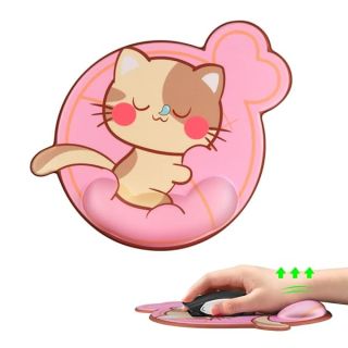 Ergonomic 3C Light Mouse Pad with Wrist Support - Memory Foam for Pain Relief & Comfort (Pink) - Perfect for Office & Laptop Use
