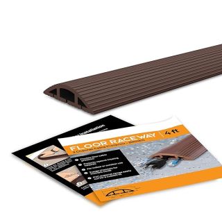 4-Foot Cable Cover Kit - Indoor/Outdoor Floor Management for Sidewalks & Walkways - Simple Cord Brown 3-Channel Raceway