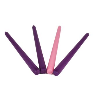 3 Purple and 1 Pink Advent Taper 10 Inch Candles Set of 4 in Giftbox