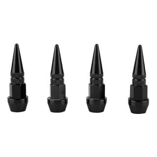 4Pcs [Aluminum Alloy] Spike Wheel Tire Valve Stem Car Truck Air Dust Covers(Black)