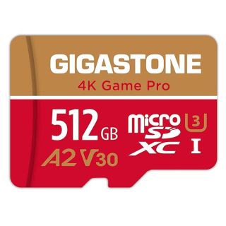 Gigastone 512GB Micro SD Card, 4K Game Pro, MicroSDXC Memory Card for Nintendo-Switch, GoPro, Action Camera, DJI, UHD Video, R/W up to 100/60 MB/s, UHS-I U3 A2 V30 C10