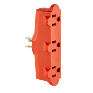 Leviton 699-OR Heavy Duty Triple Outlet Adapter, 15-Amp, 125-Volt, Orange