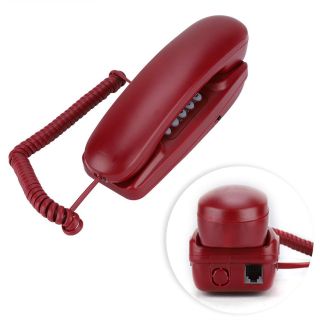 Wendry Corded Home Phone, Wall Mount Landline Telephone Extension No Caller ID Home Phone for Hotel Family with Last Number Redial Function(Red)