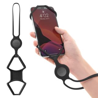 Bone Strap Phone Tie, Silicone Wrist Lanyard, Universal Cell Phone Wrist Holder, Hand Strap Smartphone Case: iPhone XS XS Max XR X Samsung Galaxy S10 S9 S8 Note 10 9 Pixel 3 XL-Black