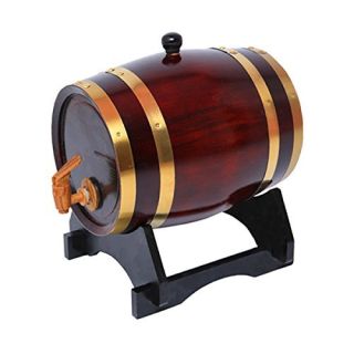 5L Whiskey Barrel Dispenser Oak Aging Barrels Home Whiskey Barrel Decanter for Wine, Spirits, Beer, and Liquor (Retro Color)