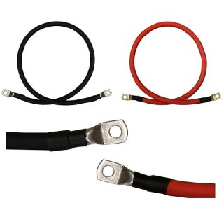 6 AWG Red & Black Pure Copper Battery Inverter Cables for Solar, RV, Car & Boat - 9 ft with 3/8 in Lugs