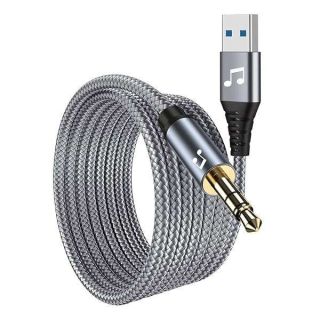 6FT USB to 3.5mm Audio Jack Adapter - AUX Stereo Cord for Laptop & Speaker Compatibility
