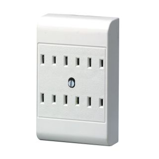 Leviton 49687-W 15 Amp, 125 Volt, 2-Wire, 6-Outlet Adapter, White