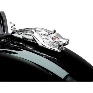 Kuryakyn 9022 Motorcycle Accent Accessory: Front Fender Wild Boar Ornament with Illuminated Eyes, Universal Fit for 12V Applications, Chrome