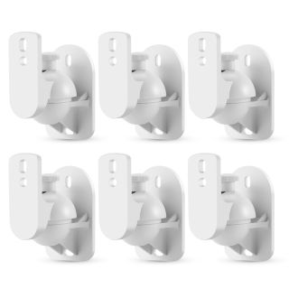 TNP Universal Satellite Speaker Wall Mount Bracket Ceiling Mount Clamp with Adjustable Swivel and Tilt Angle Rotation for Home Theater Surround Sound System Satellite Speakers - 6 Pack, White