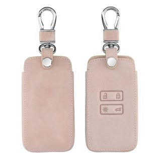 kwmobile Key Cover Compatible with Renault 4 Button Car Key Smart Key (only Keyless Go) - Faux Leather Car Key Fob Protector - Rose Gold