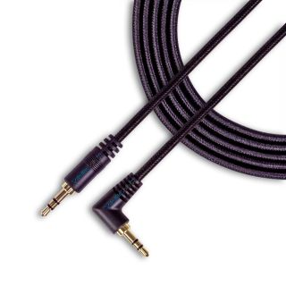 SatelliteSale Auxiliary 3.5mm Right Angle Audio Jack Male to Male Digital Stereo Aux Cable Universal Wire Black Nylon Cord 3 feet