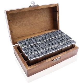 70Pcs Wooden Rubber Alphabet & Number Stamps Set for DIY Craft, Card Making & Scrapbooking - Dark Wooden Upper & Lower Case