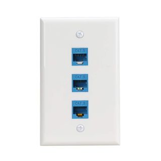 Phizli Ethernet Wall Outlet 3 Port, Cat 6 Ethernet Wall Plate Female-Female Compatible with Cat6/6e/5/5e Ethernet Devices -Blue