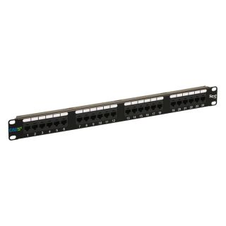 ICC CAT5e Patch Panel, UL Listed & PoE++ Rated Gigabit Applications, Rackmount 24 Port 1U 19-Inch Network Patch Panel with Rear 110 IDC Terminal Blocks for Gigabit Network Switch, Black