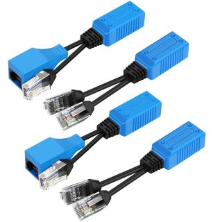 TNP RJ45 Ethernet Cable Combiner/Splitter Kit (2 Pair), 2 Male to 1 Female & 1 Male 1 Female to 1 Female POE Data Adapter LAN Ethernet Network Extender Y Splitter Cat5e Cat6 Cable for Surveillance