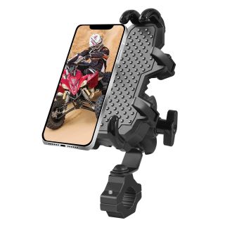 ZIDIYORUO Handlebar Phone Holder, Cell Phone Mount for ATV Quad Motorcycle and All 7/8"-9/8" Handlebars, Solid and Heavy Duty Phone Clamp Compatible with iPhone and All 4.7" - 7.1" Smart Phones