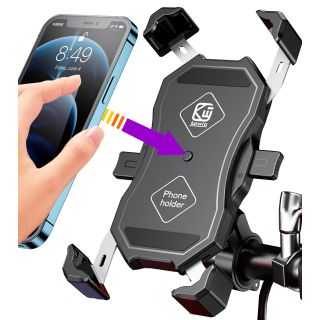 BRCOVAN Motorcycle Phone Mount, Bike Phone Holder, with Aluminum Alloy Handlebar Mounting Base, One Hand Operation, ATV Bicycle Scooter Cell Phone Holder for 4''-6.9'' Mobile Phone