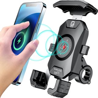 KEWIG Waterproof Motorcycle Phone Mount Qi 15W Wireless & USB C 20W Fast Chargeing Port, Automatically Lock & Quick Release Handlebar Cell Phone Holder for 4-7'' Phones