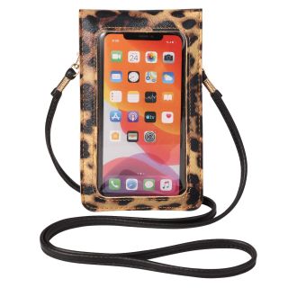 Women Leopard Print Cellphone Touch Screen Crossbody Bag Shoulder Pouch for iPhone 14 Pro iPhone 13 12 Pro 11 Pro Max iPhone X XR XS Max Google Pixle 7 6 5a 4a 5G