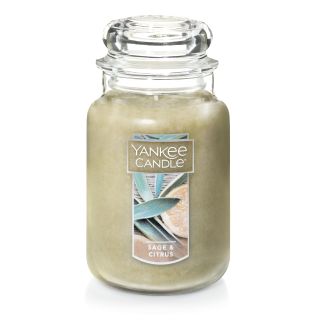 Yankee Candle Sage & Citrus Scented, Classic 22oz Large Jar Single Wick Candle, Over 110 Hours of Burn Time, Ideal for Home Decor and Gifts