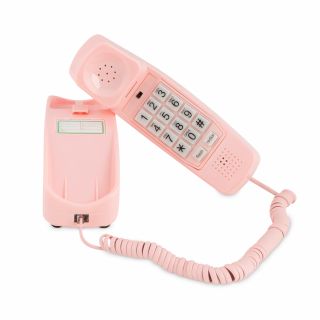 iSoHo Phones Land Line Telephones for Home - Corded, Easy-to-Use Big Button Telephone for Home Office, Seniors, and House Phone; Analog Home Desk Phone with Vintage Wall Phone Design - Ladies Pink