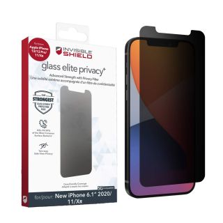 ZAGG InvisibleShield Glass Elite Privacy+ for iPhone 12/12 Pro/11/XR - Anti-Glare, Scratch Resistant, Easy Application