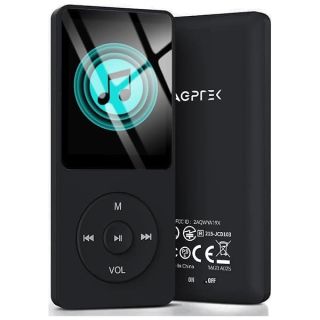 AGPTEK A02S 16GB MP3 Player, 70 Hours Playback Lossless Sound Music Player, Supports up to 128GB, Black