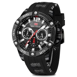 Shop AIMES Men's Unique Casual Chronograph Watches - Waterproof, Luminous, Black Silicon Band Fashion (A2-Black)