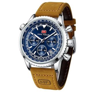 Stylish AIMES Men's Chronograph Watch - Waterproof Sport Military Analog Quartz Gift (A2-Brown Blue)