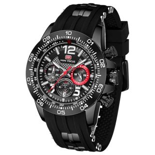 Shop AIMES Men's Military Waterproof Chronograph Watch - Stylish Black Dress Watch with Luminous Silicon Strap