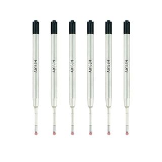 AIYIBEN 3.9'' Ballpoint Pen Refill - Smooth Writing Black Metal Refill (6 Pack) for Stylus & Ballpoint Pens