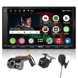 ATOTO A6PF 7inch Android Double-DIN Car Stereo Compatible with Wireless Apple CarPlay &amp; Wireless Android Auto, GPS Tracking, WiFi/BT/USB Tethering Internet, 2G+32G, with Dash &amp; Rear Cam, A6G2A7PF-S02