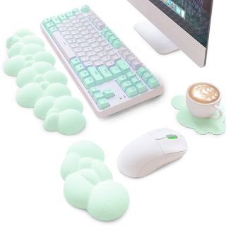 ATTACK SHARK Ergonomic Cloud Mouse Pad & Keyboard Wrist Rest - Memory Foam Support for Pain Relief (Green)