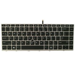 AUTENS Replacement US Keyboard for HP ProBook 640 G4 / 645 G4 / 640 G5 Laptop Silver Frame with Pointer Backlight